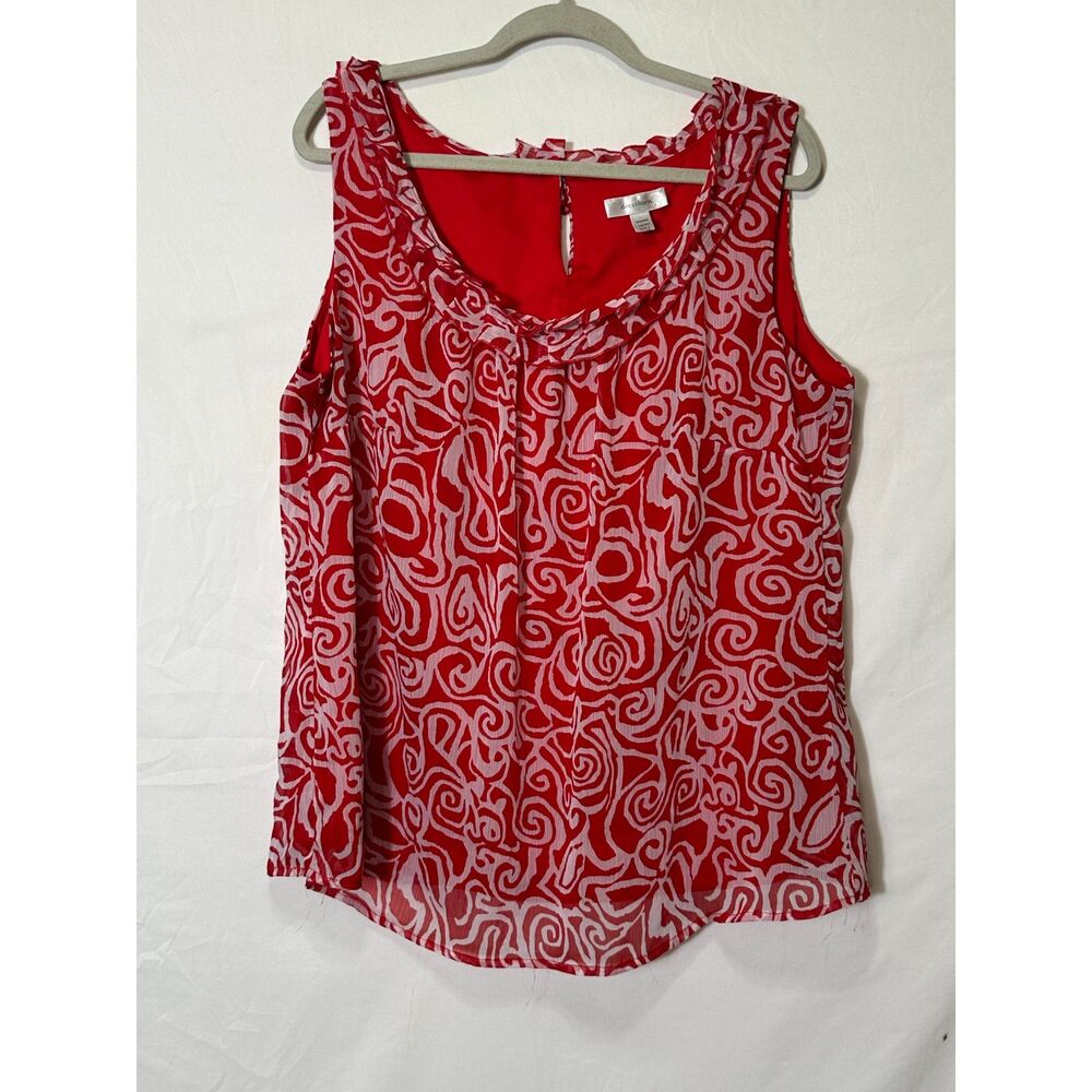 Dress Barn Women's Sleeveless Plus Size Red Camisole Top With Ruffles Size 18/20